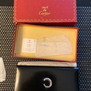 Cartier checkbook style wallet black leather